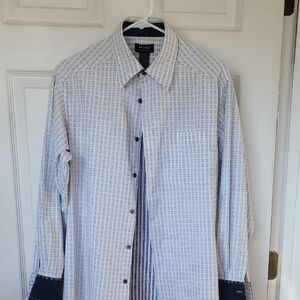 Claiborne White and Blue Patterned Shirt